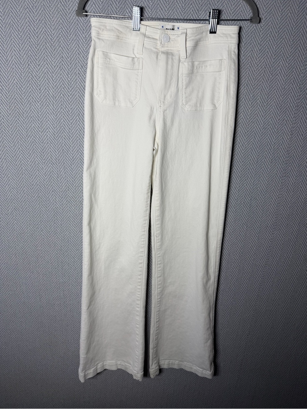 PAIGE Cream Wide-Leg High-Rise Pants